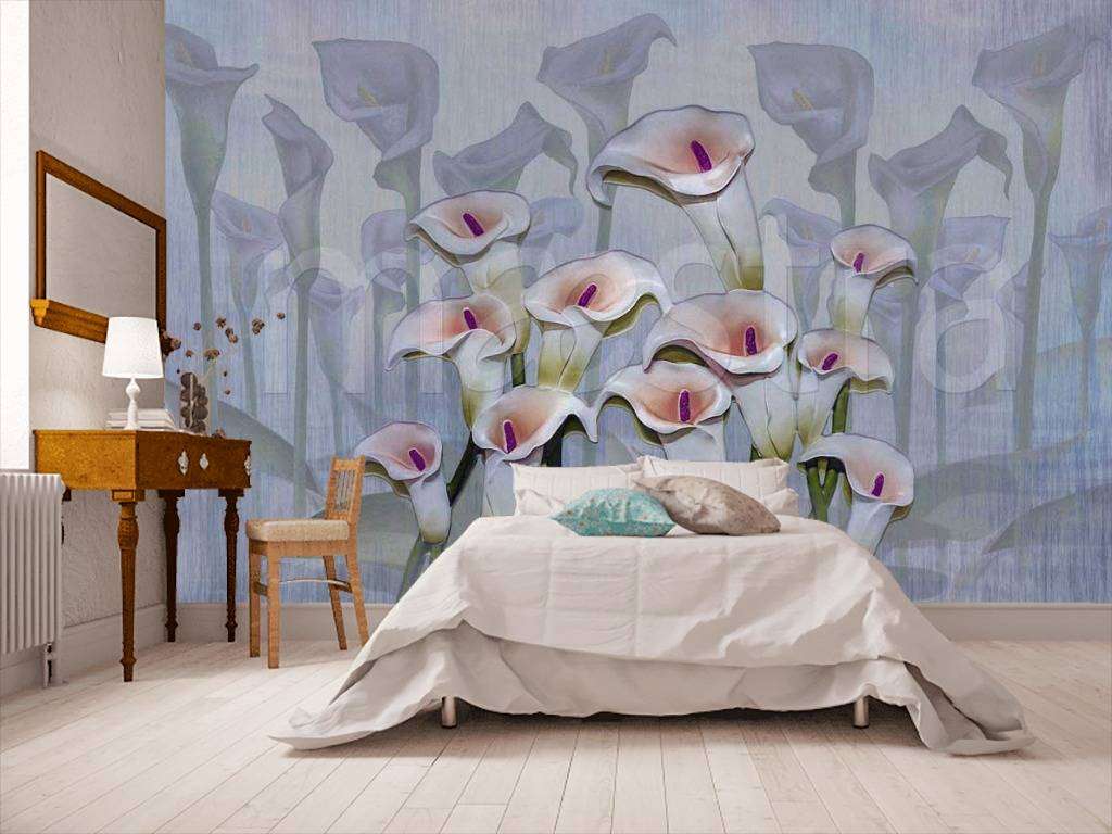 Фотообои Каллы на сером фоне  7-435