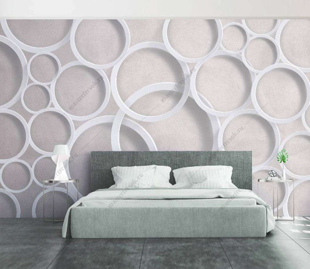 Фотообои в интерьере белые круги  15-819 фото