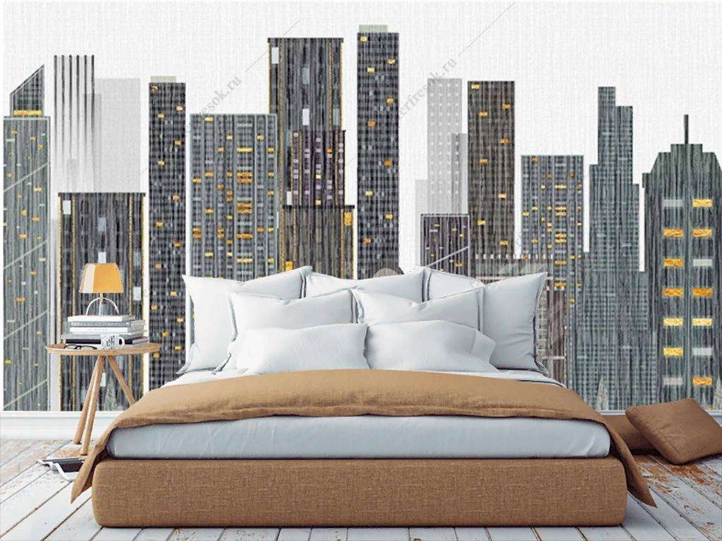 Фотообои в интерьере город в ночи  15-853 фото