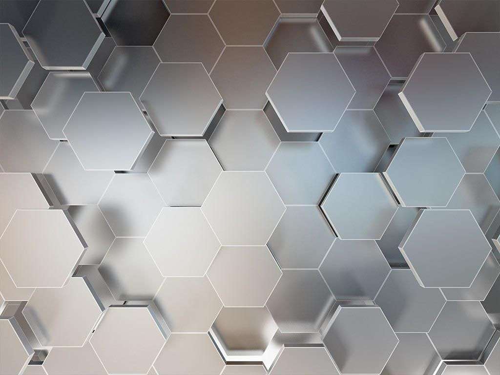 Фотообои в интерьере 3д шестиугольники  10-881 фото