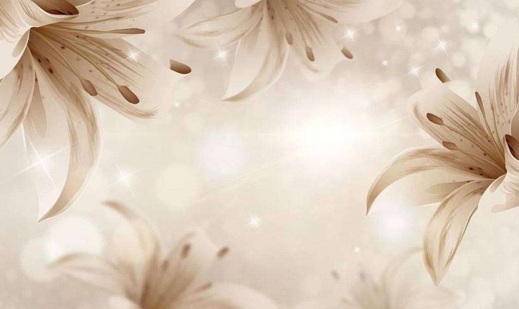 Фотообои в интерьере бежевые лилии  15-725 фото