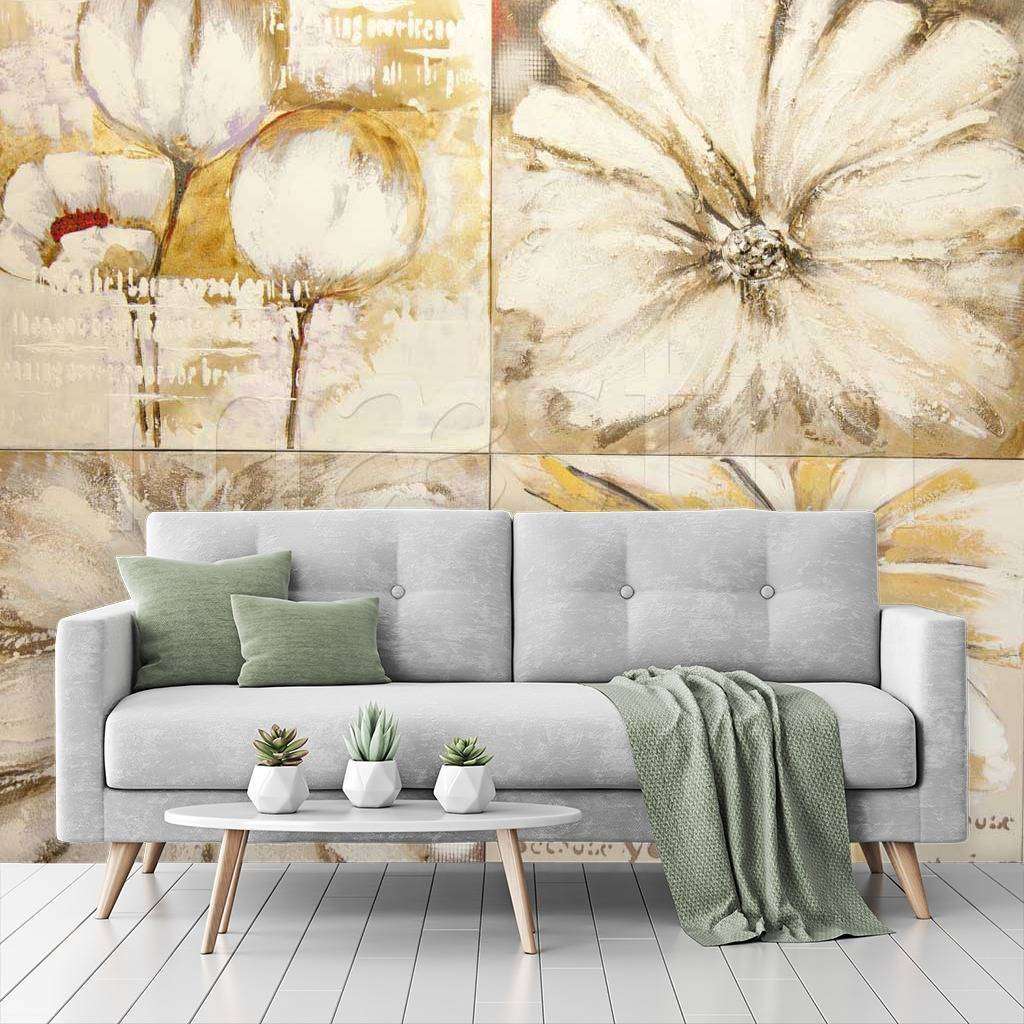 Фотообои в интерьере рисунок цветов  9-051 фото