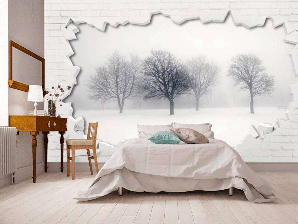 Фотообои в интерьере лес в стене  15-741 фото