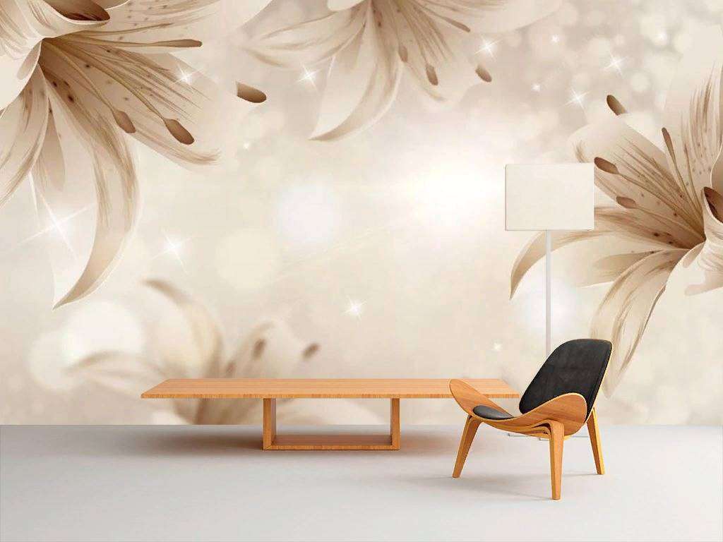 Фотообои в интерьере бежевые лилии  15-725 фото