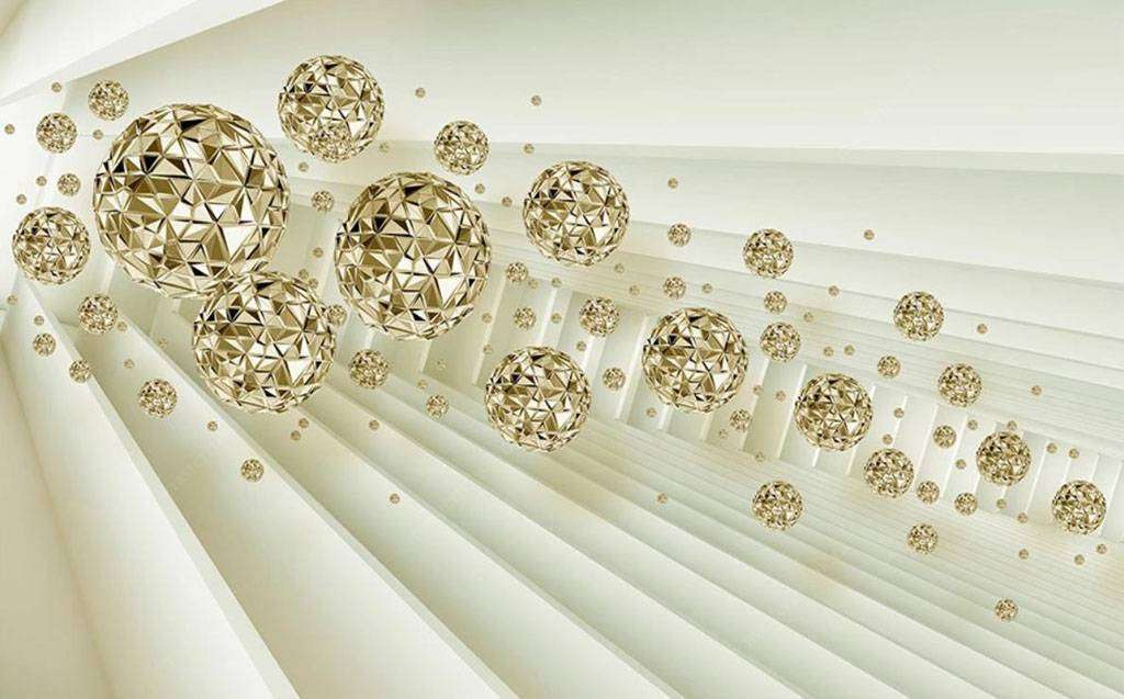 Фотообои в интерьере золотые шары  15-731 фото