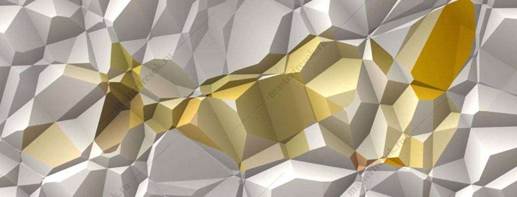Фотообои в интерьере золотая полигональная текстура  16-092 фото