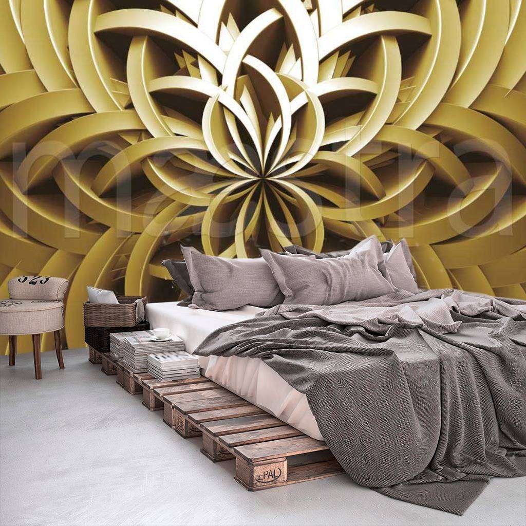 Фотообои в интерьере 3д абстракция цветочный орнамент  9-024 фото