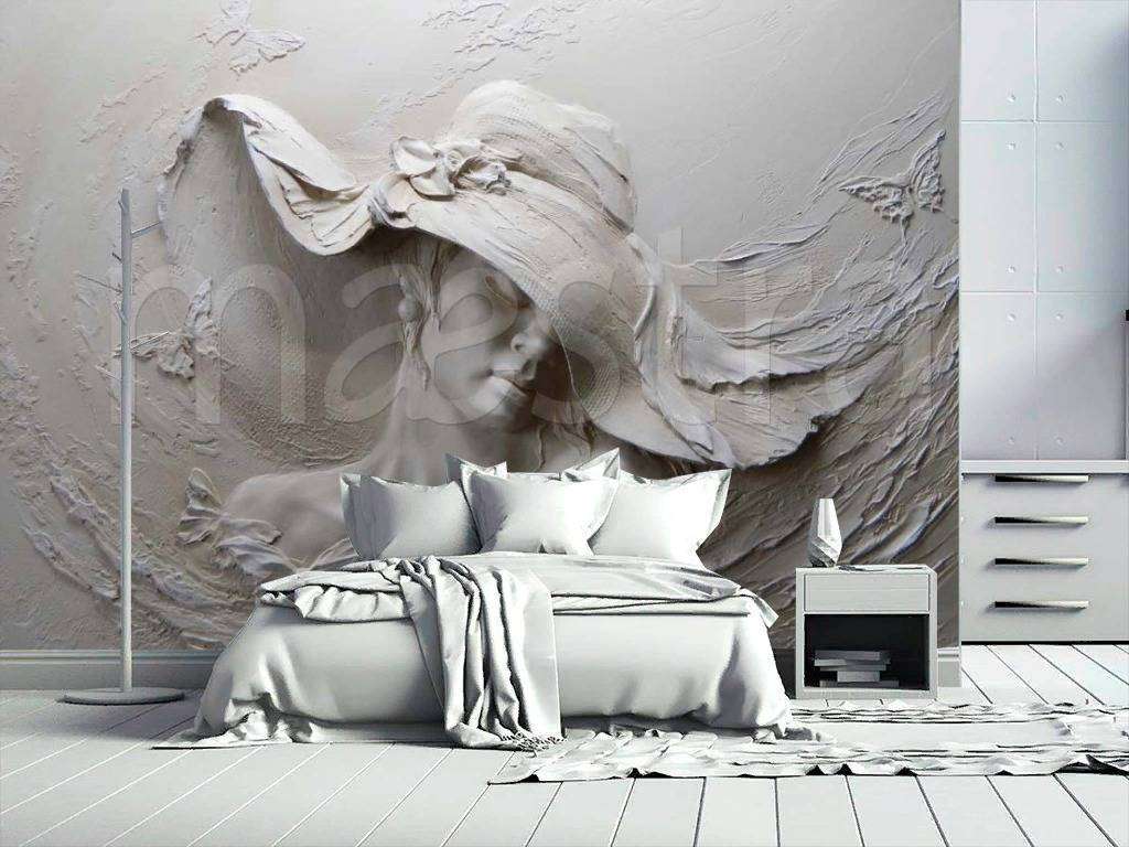 Фотообои в интерьере женщина в шляпе  7-817 фото