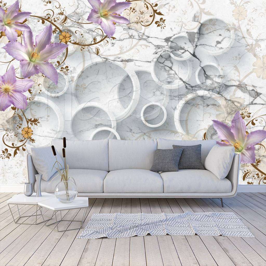 Фотообои 3д цветы розовые на белом  10-559