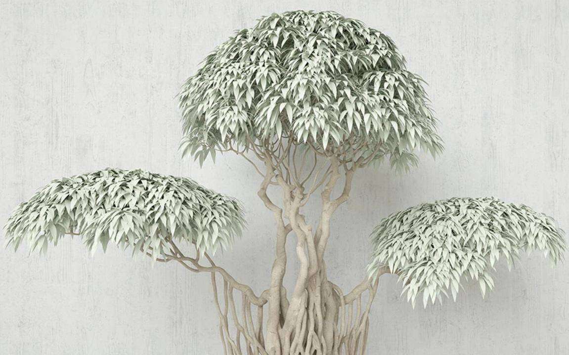 Фотообои в интерьере стереоскопическое дерево зеленое  15-400 фото