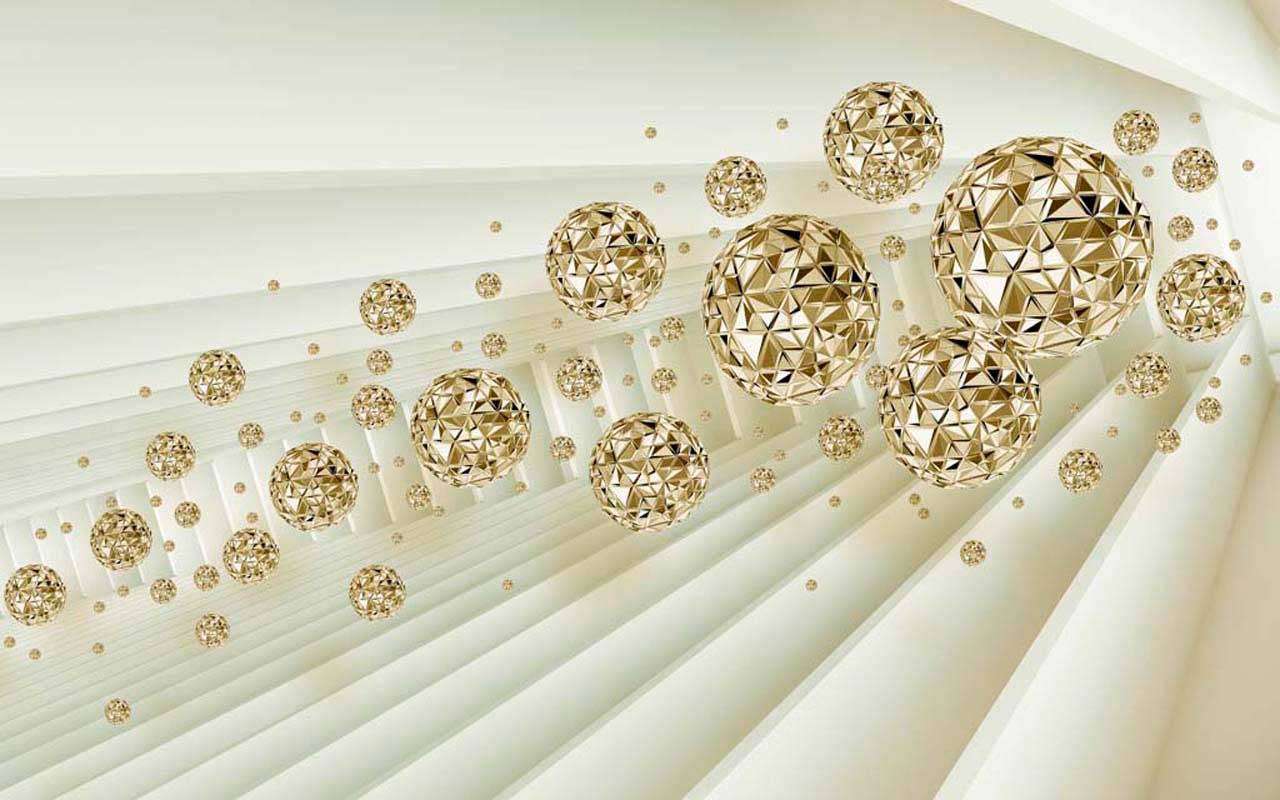 Фотообои в интерьере 3д шары уходящие в даль  10-494 фото