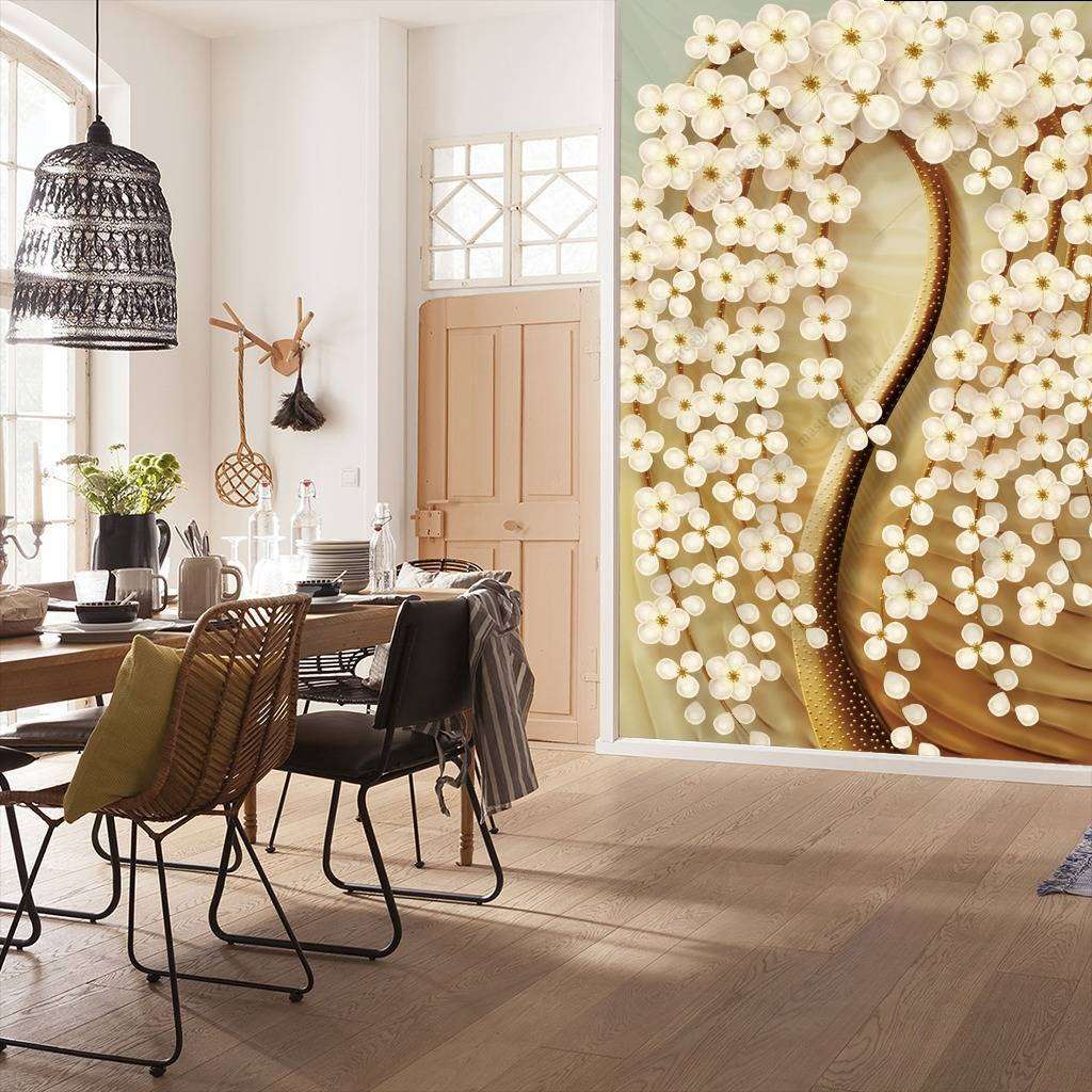 Фотообои 3д дерево на золотом  10-650