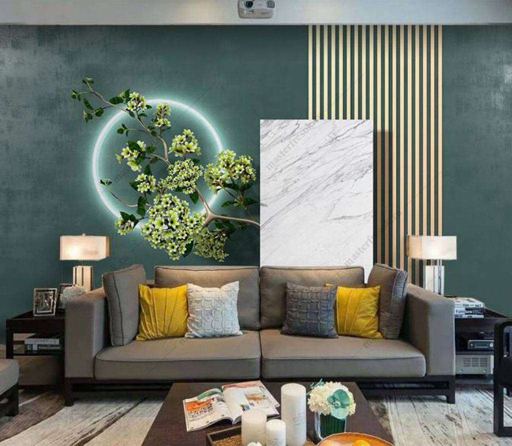 Фотообои в интерьере горящий круг  16-067 фото