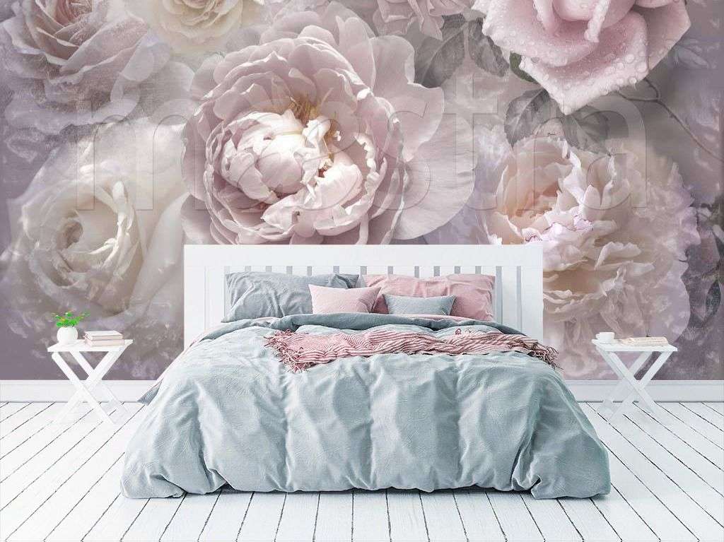 Фотообои в интерьере натюрморт "3d пионы"  7-882 фото