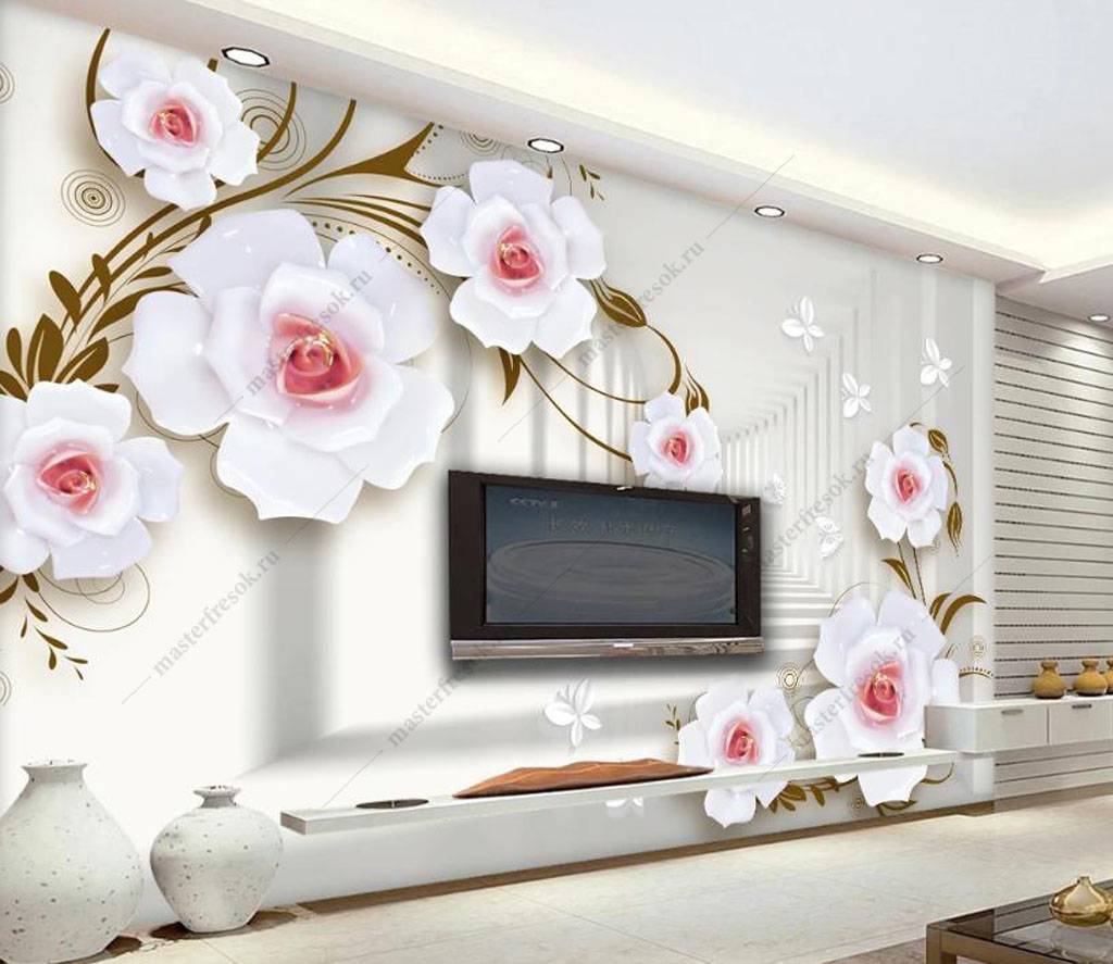 Фотообои Белые розы 3д  16-192