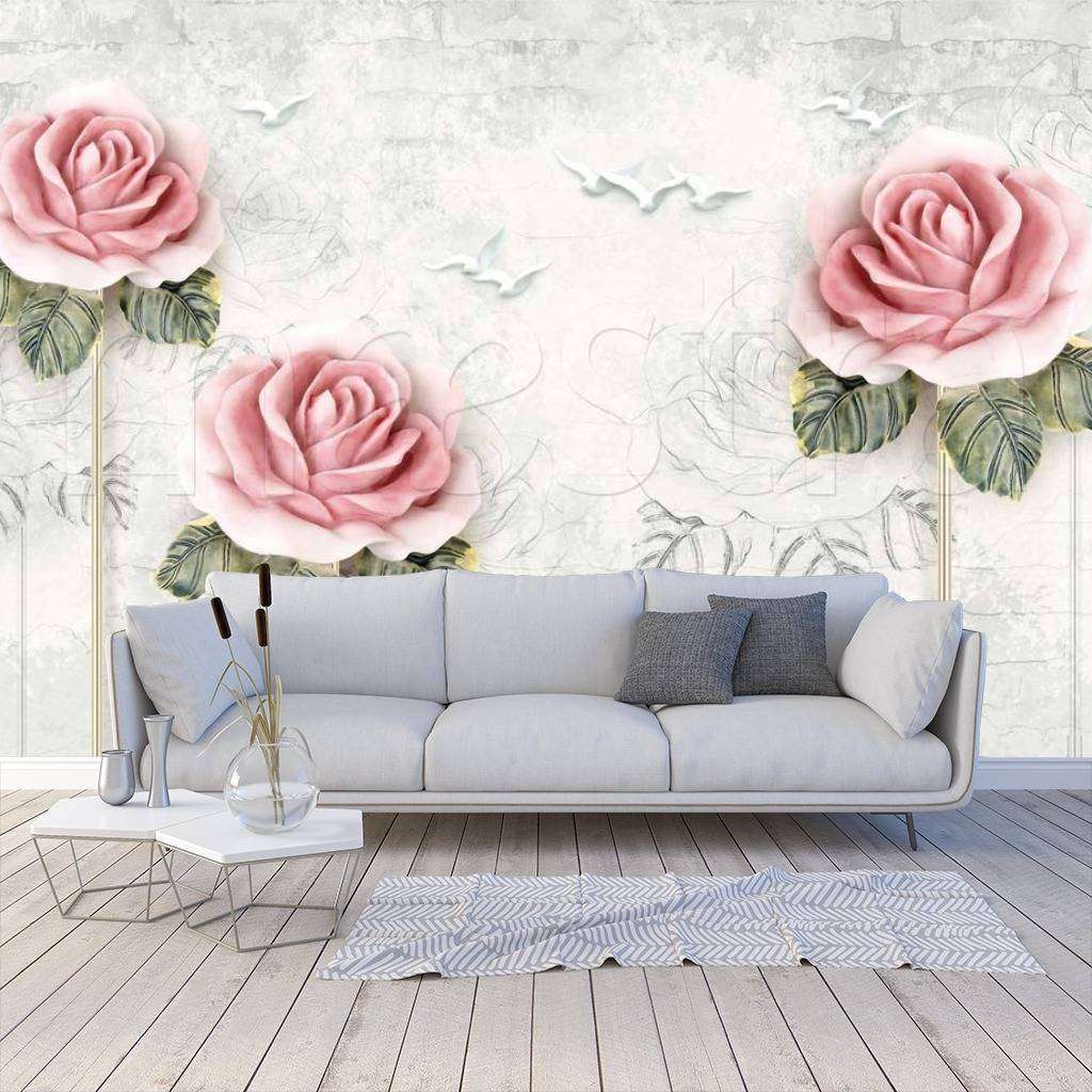 Фотообои 3д розы на длинном стебле  10-493