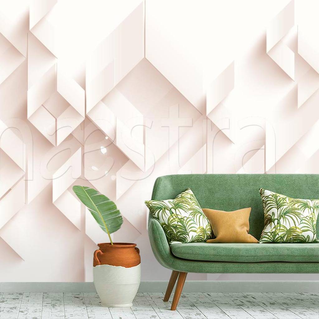 Фотообои Ромбы 3д на розовом фоне  10-535