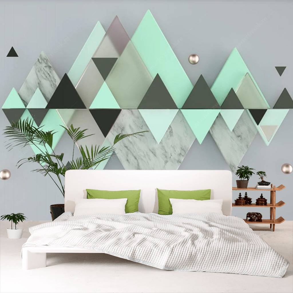 Фотообои Зеленая зеркальная абстракция  15-586