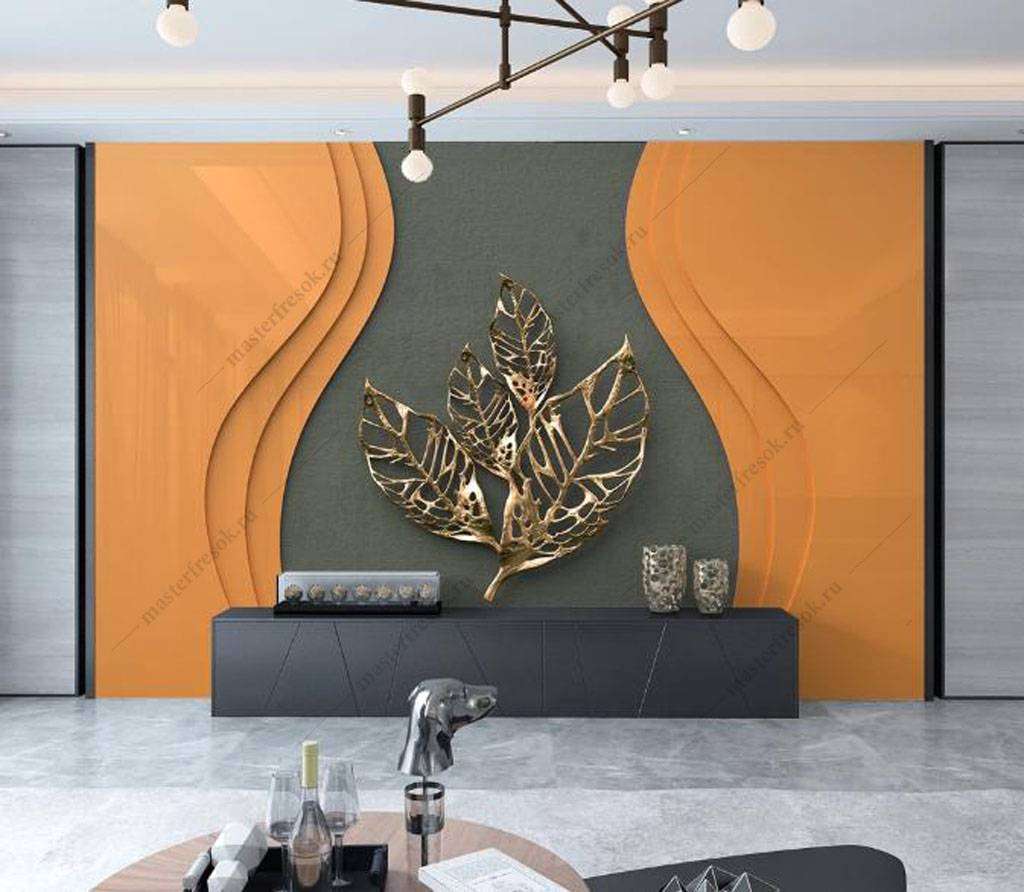 Фотообои в интерьере филигрань листочек  16-071 фото