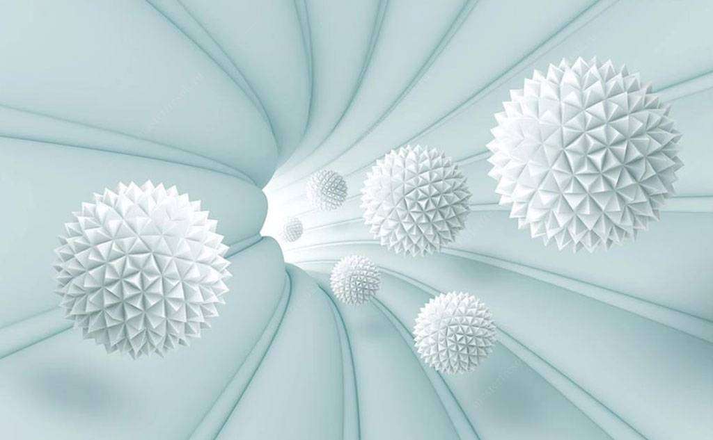 Фотообои в интерьере голубые шары  15-703 фото