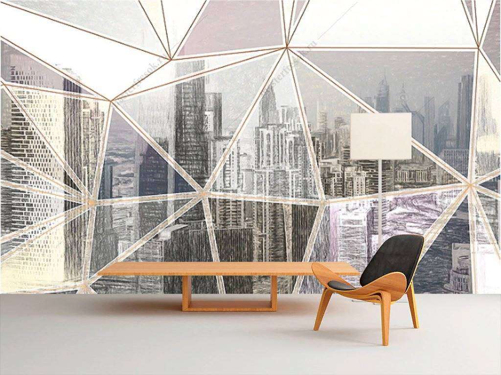 Фотообои в интерьере город за стеклом  15-841 фото