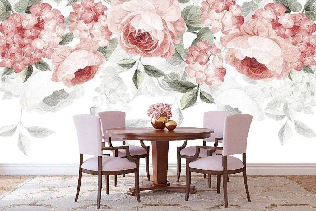 Фотообои в интерьере цветы на холсте  15-740 фото
