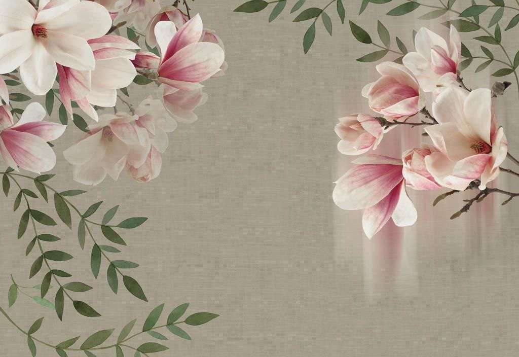 Фотообои в интерьере магнолии 3д  14-305 фото