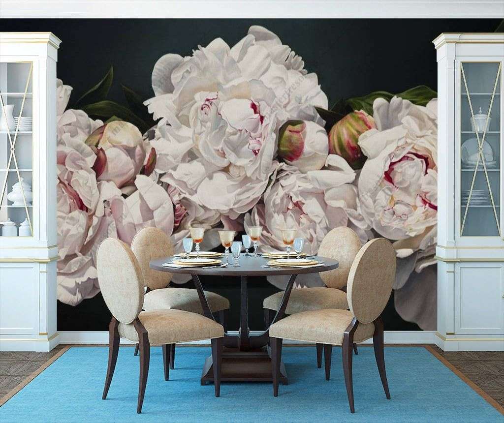Фотообои в интерьере пионы  16-104 фото