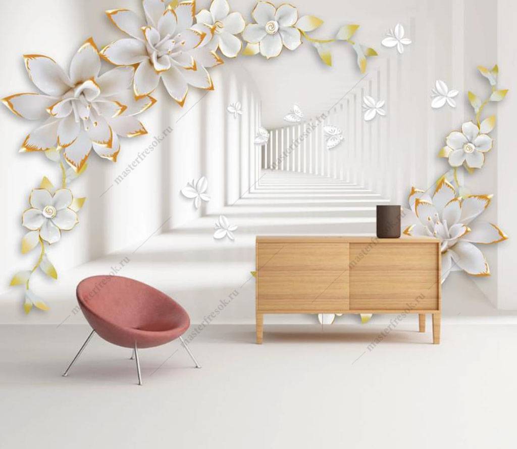 Фотообои Белый 3д тоннель  16-194