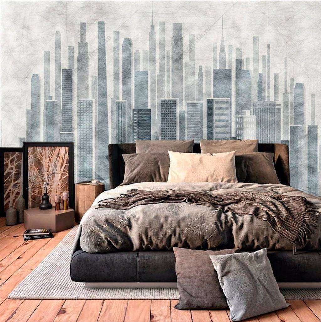 Фотообои в интерьере акварельный город  15-867 фото