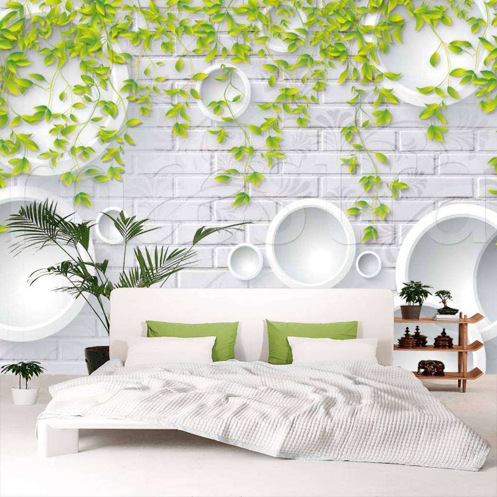 Фотообои Зелень на 3д фоне  10-400