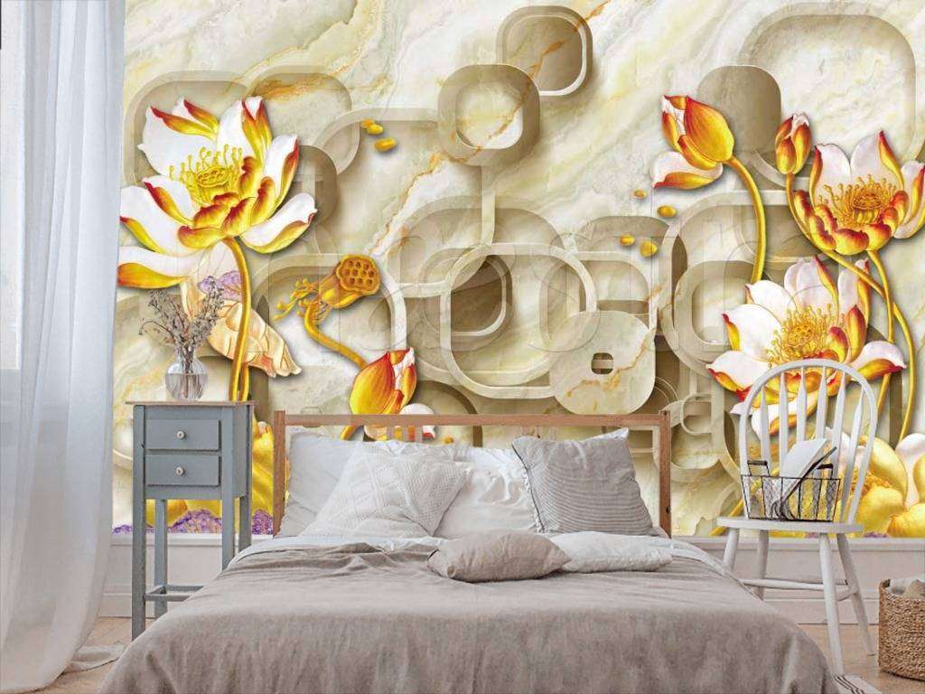 Фотообои Изумительные цветы на 3д фоне  10-407