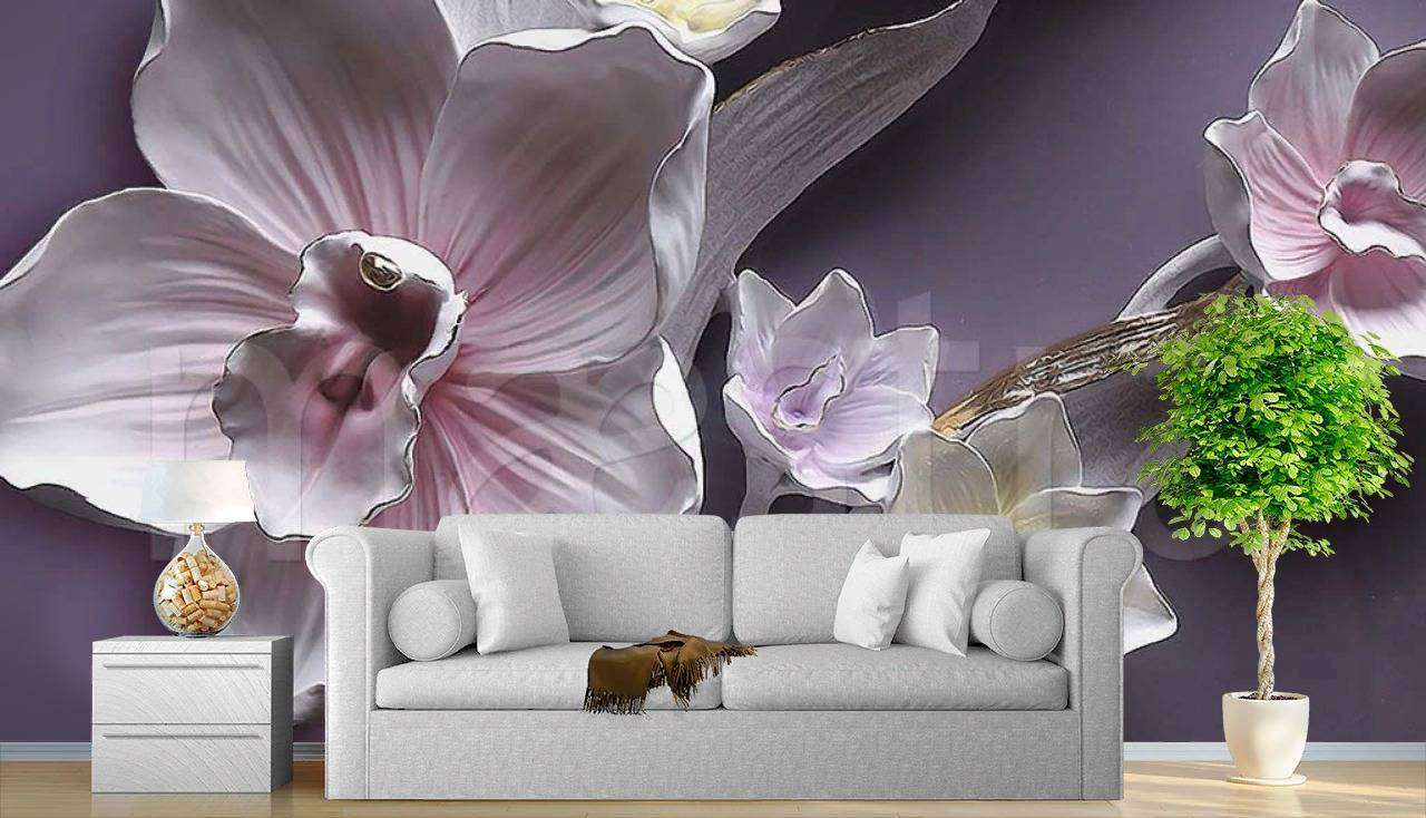Фотообои в интерьере орхидеи 3д  7-811 фото