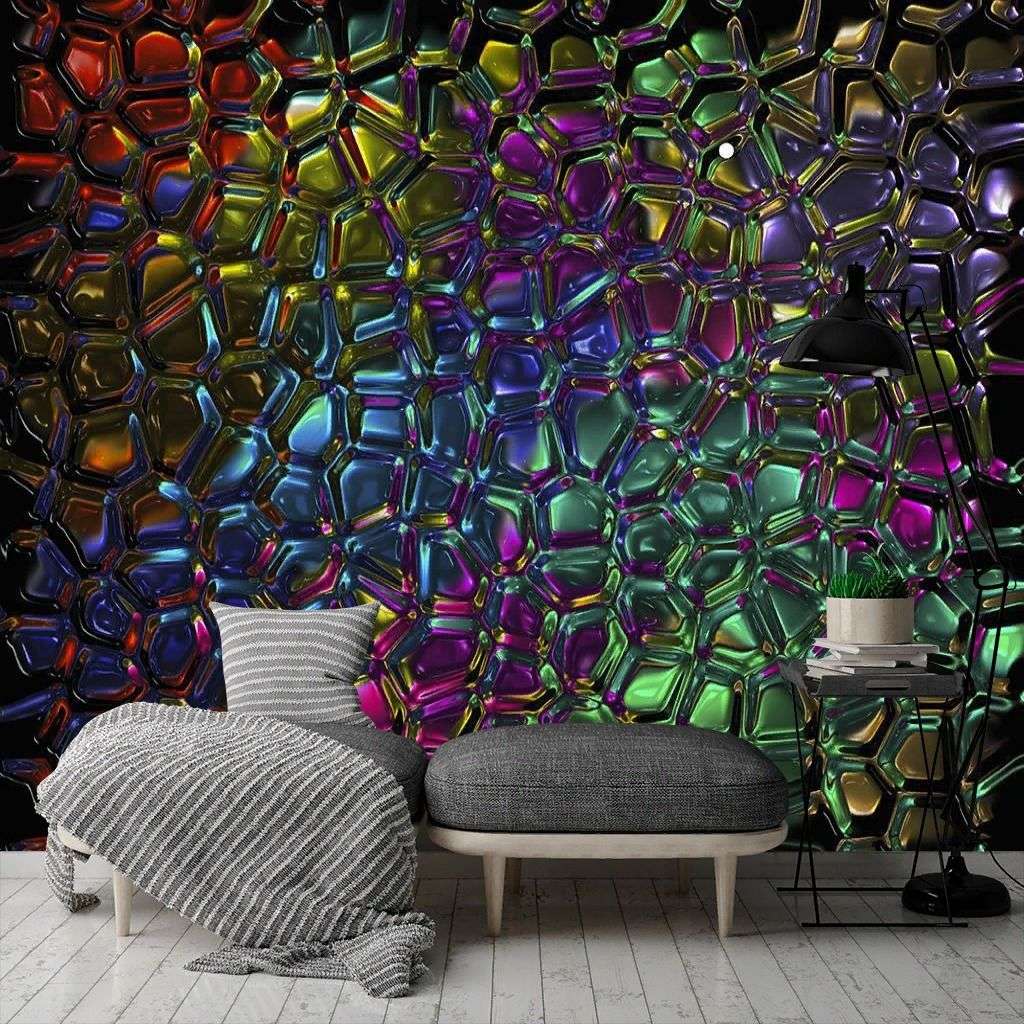 Фотообои в интерьере цветная мозаика  9-1429 фото