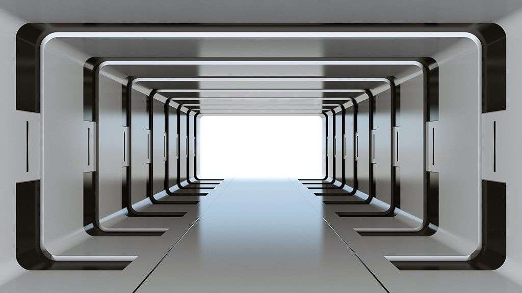 Фотообои в интерьере квадратный тоннель 3д  9-1593 фото