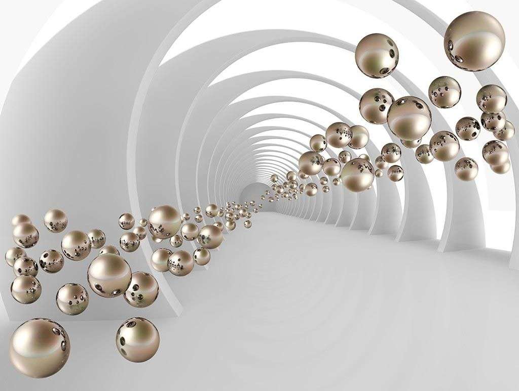 Фотообои в интерьере 3д шары золото  10-901 фото