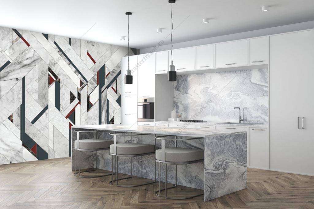 Фотообои в интерьере геометрия на мраморе  9-1252 фото