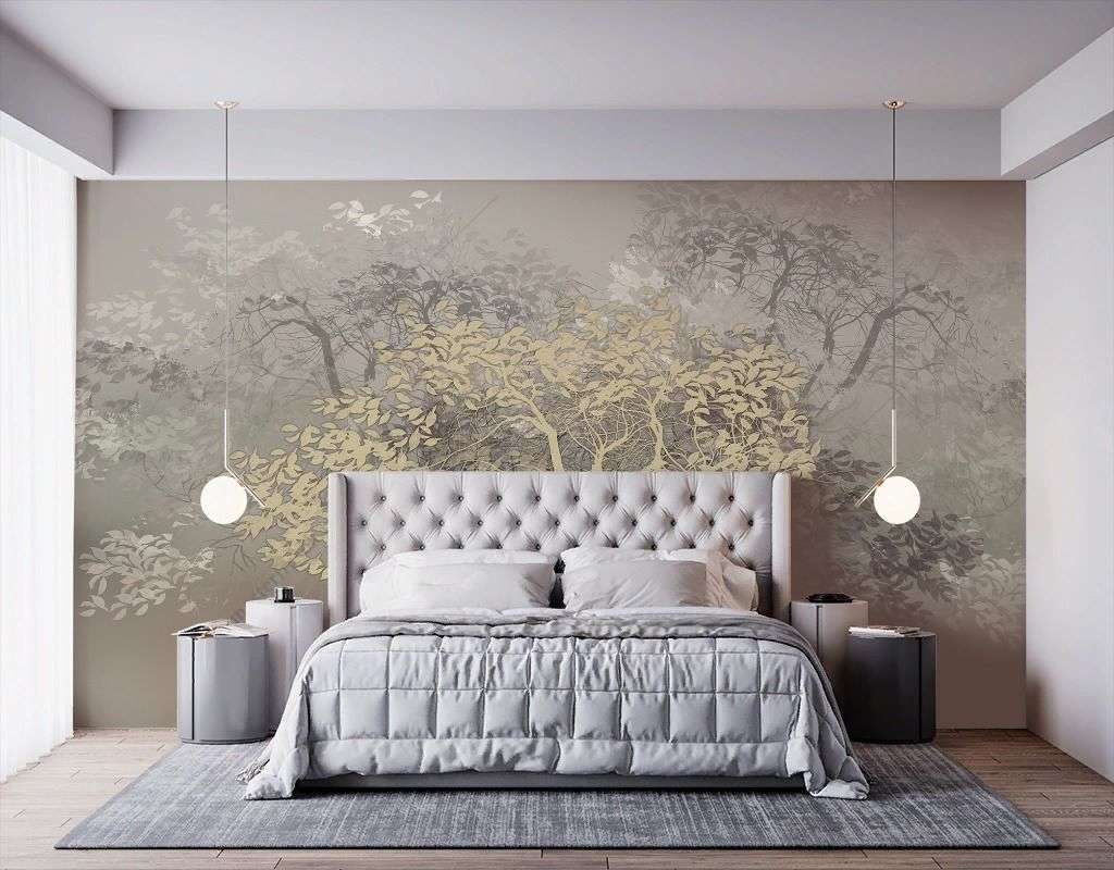 Фотообои в интерьере дерево живопись  13-377 фото