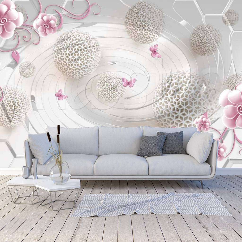 Фотообои 3д серые шары в воронке  10-510