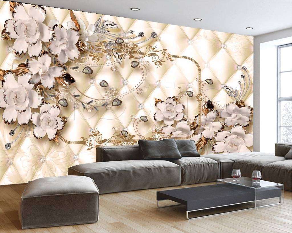 Фотообои Светлые цветы на 3д фоне  10-402