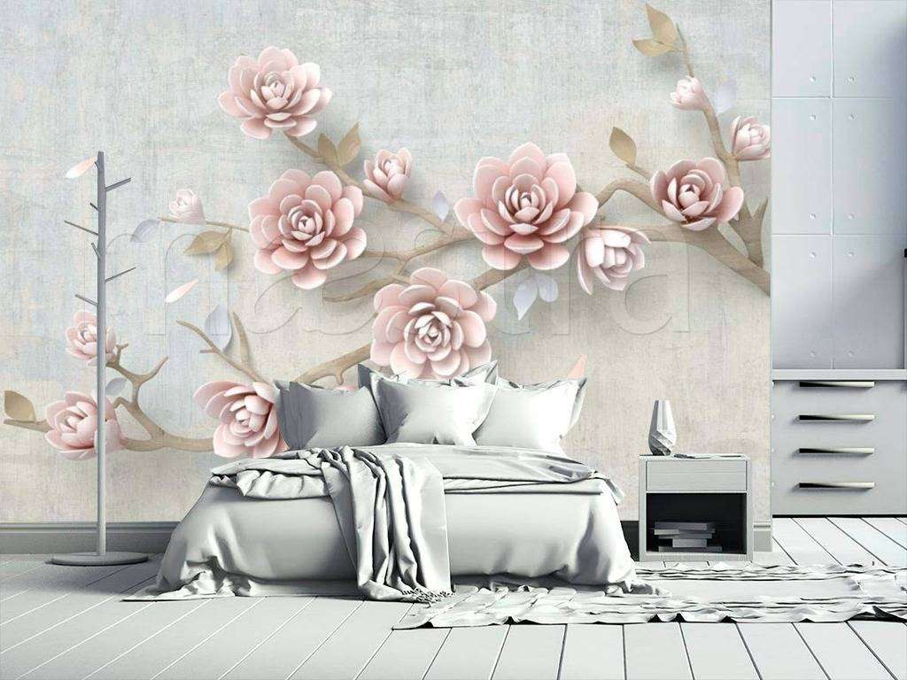 Фотообои Красивые розовые 3д цветы  15-003