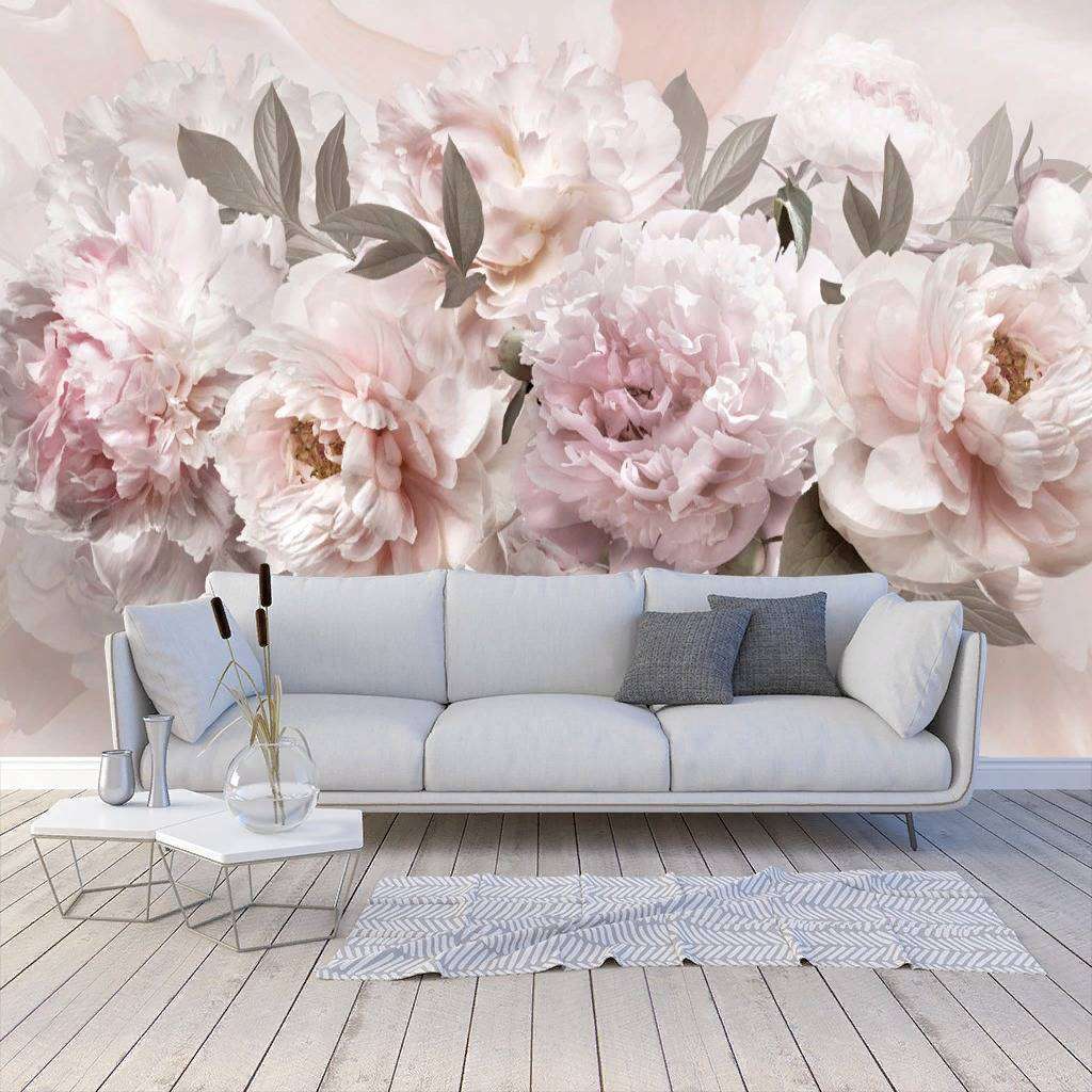 Фотообои в интерьере пышные пионы  13-086 фото