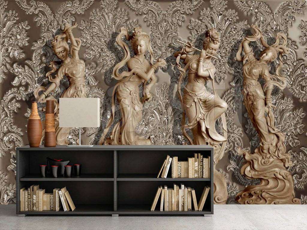 Фотообои в интерьере статуи 3д  7-812 фото