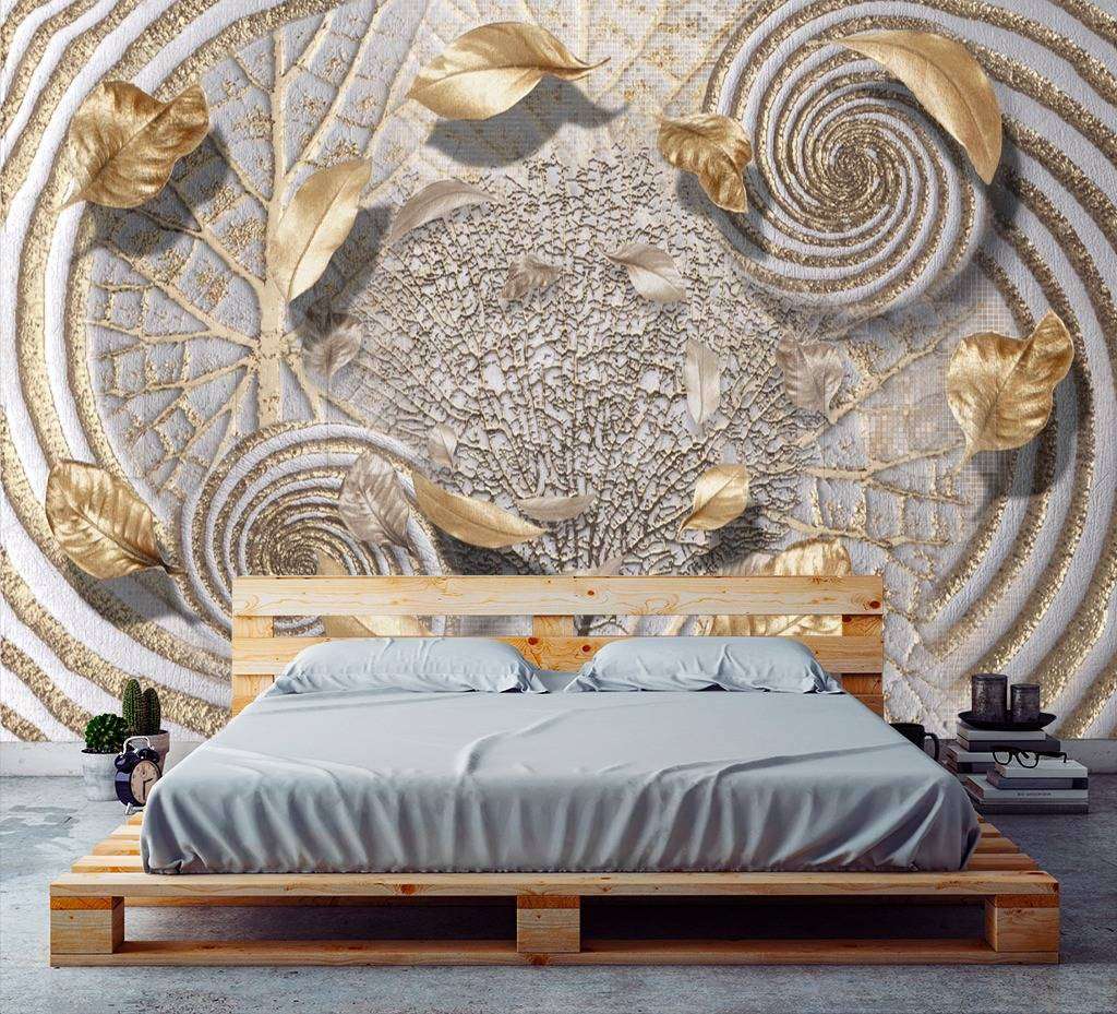 Фотообои Стереоскопические золотые лепестки  7-513