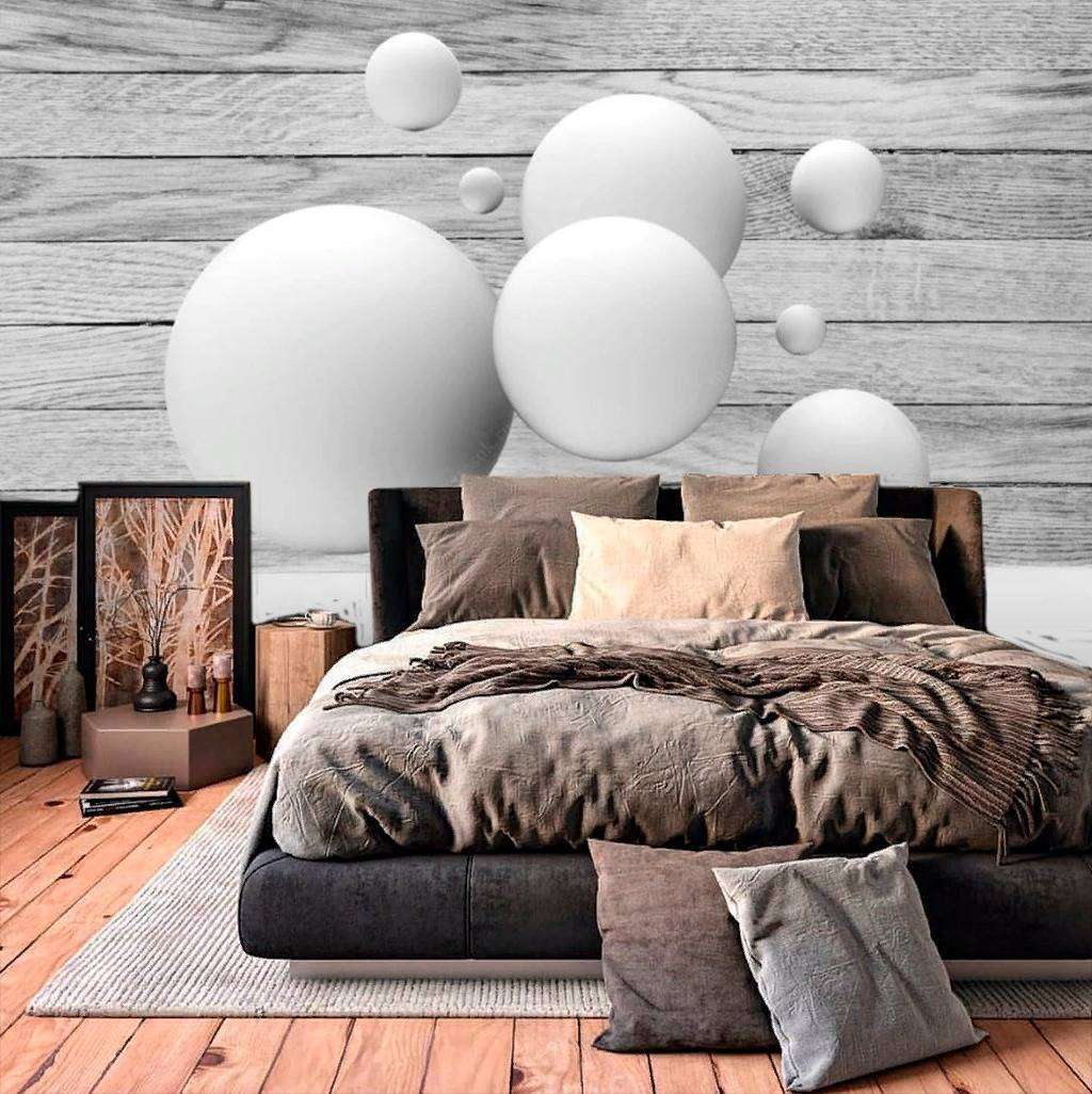 Фотообои в интерьере шары на сером фоне  15-752 фото