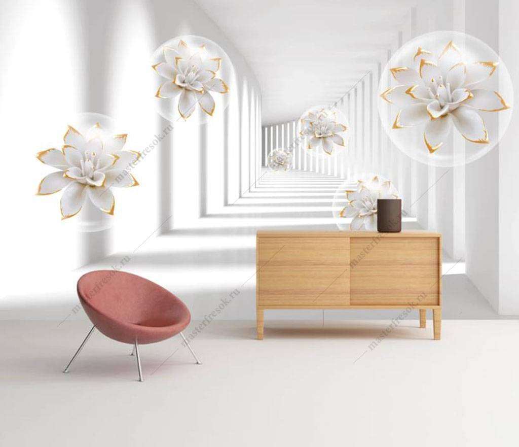 Фотообои в интерьере розы 3д в шаре  16-191 фото