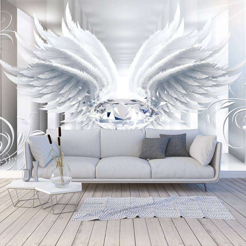 Фотообои в интерьере 3д тоннель и крылья  15-447 фото