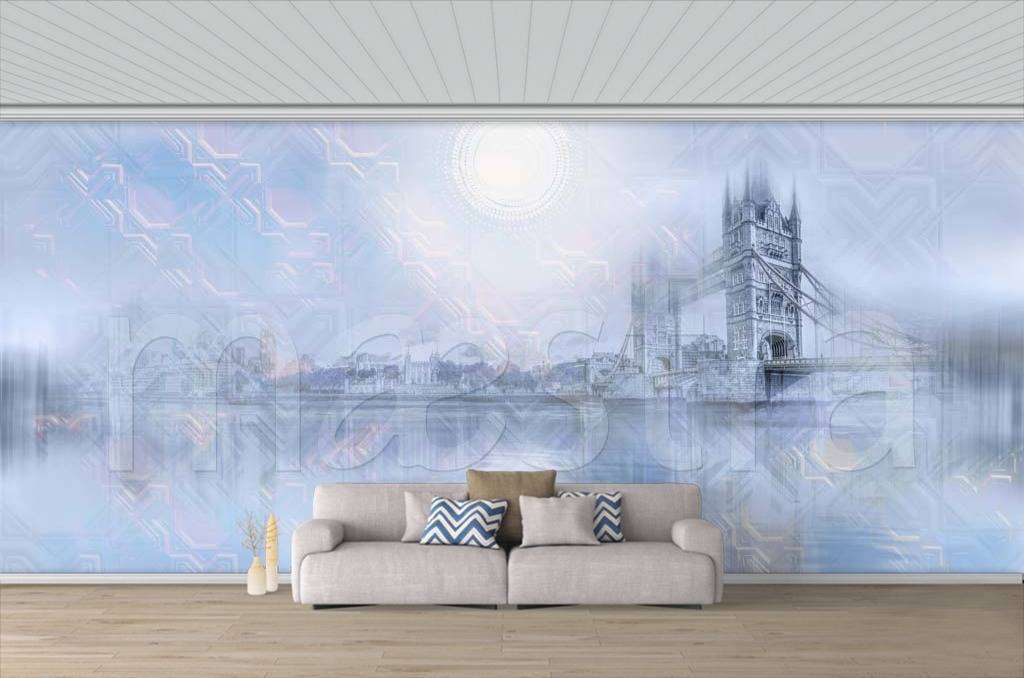 Фотообои в интерьере тауэрский мост в синих красках  7-553 фото