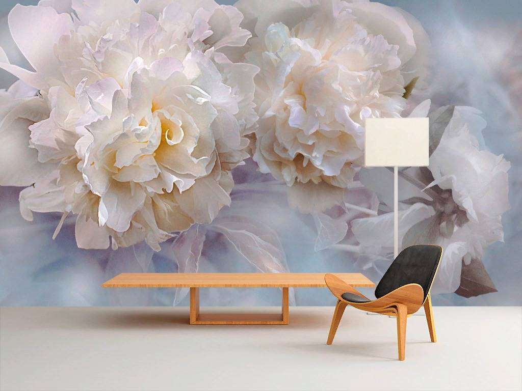 Фотообои в интерьере пион 3д  13-239 фото