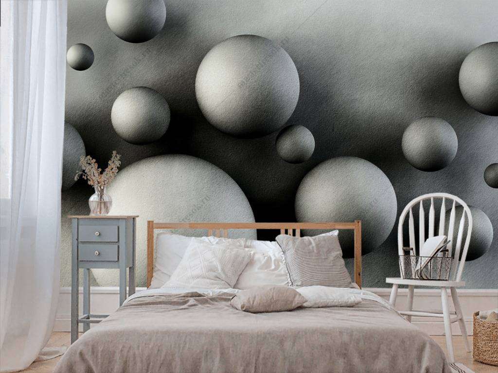 Фотообои в интерьере 3д шары  10-654 фото